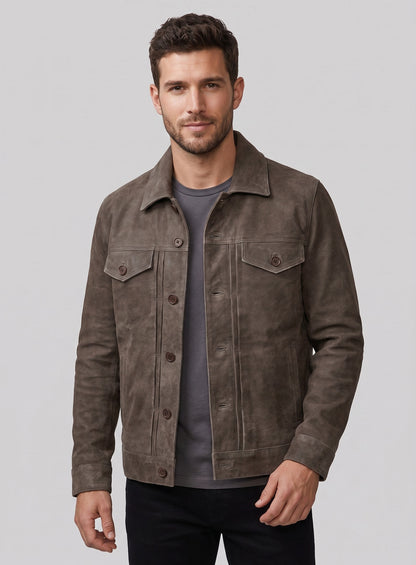 Vintage Gravel Brown Ryan Reynolds Leather Jacket #3