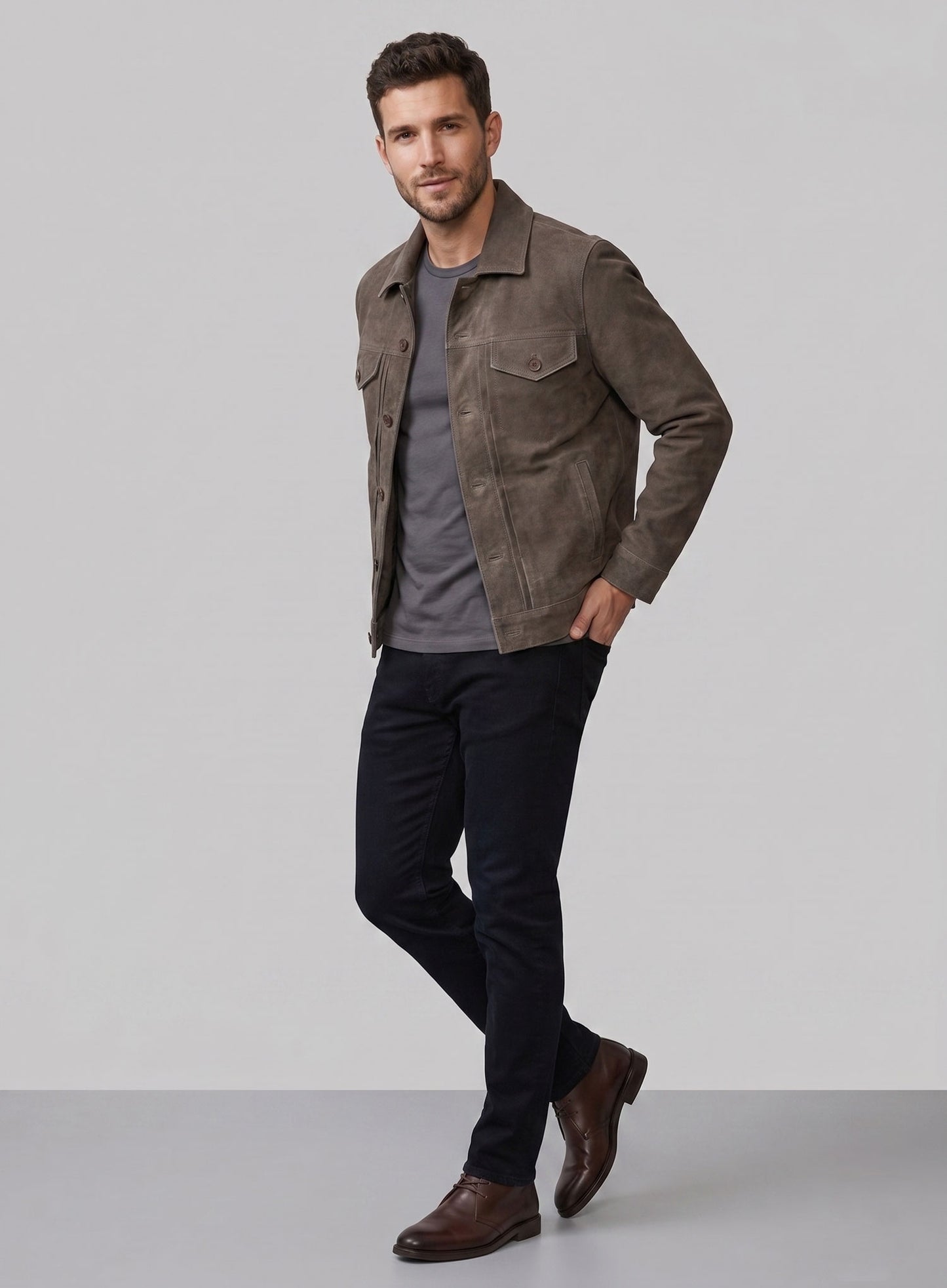Vintage Gravel Brown Ryan Reynolds Leather Jacket #3
