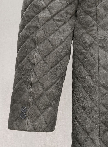 Vintage Dirty Gray Bocelli Quilted Leather Blazer - LeatherCult