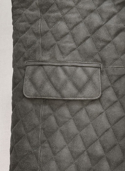 Vintage Dirty Gray Bocelli Quilted Leather Blazer - LeatherCult