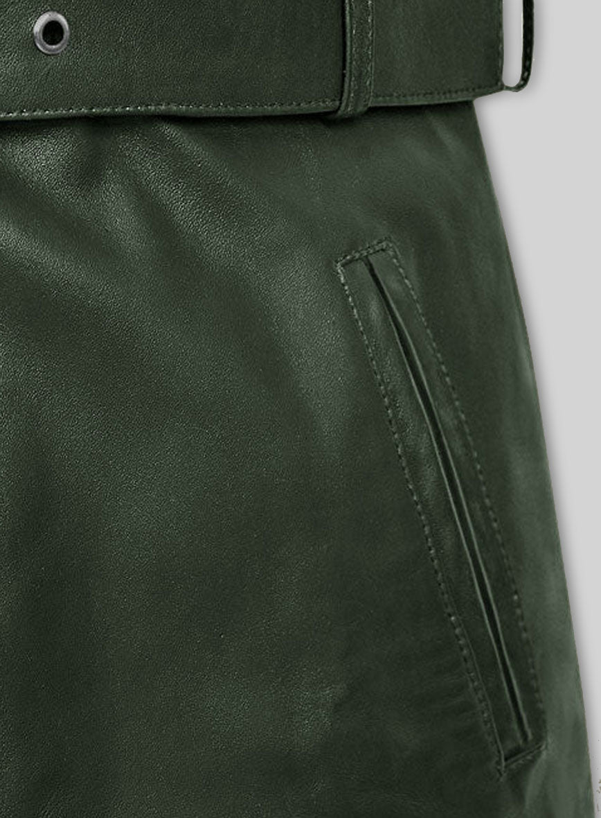 Vintage Green Aiden Pearce Watch Dog Leather Trench Coat