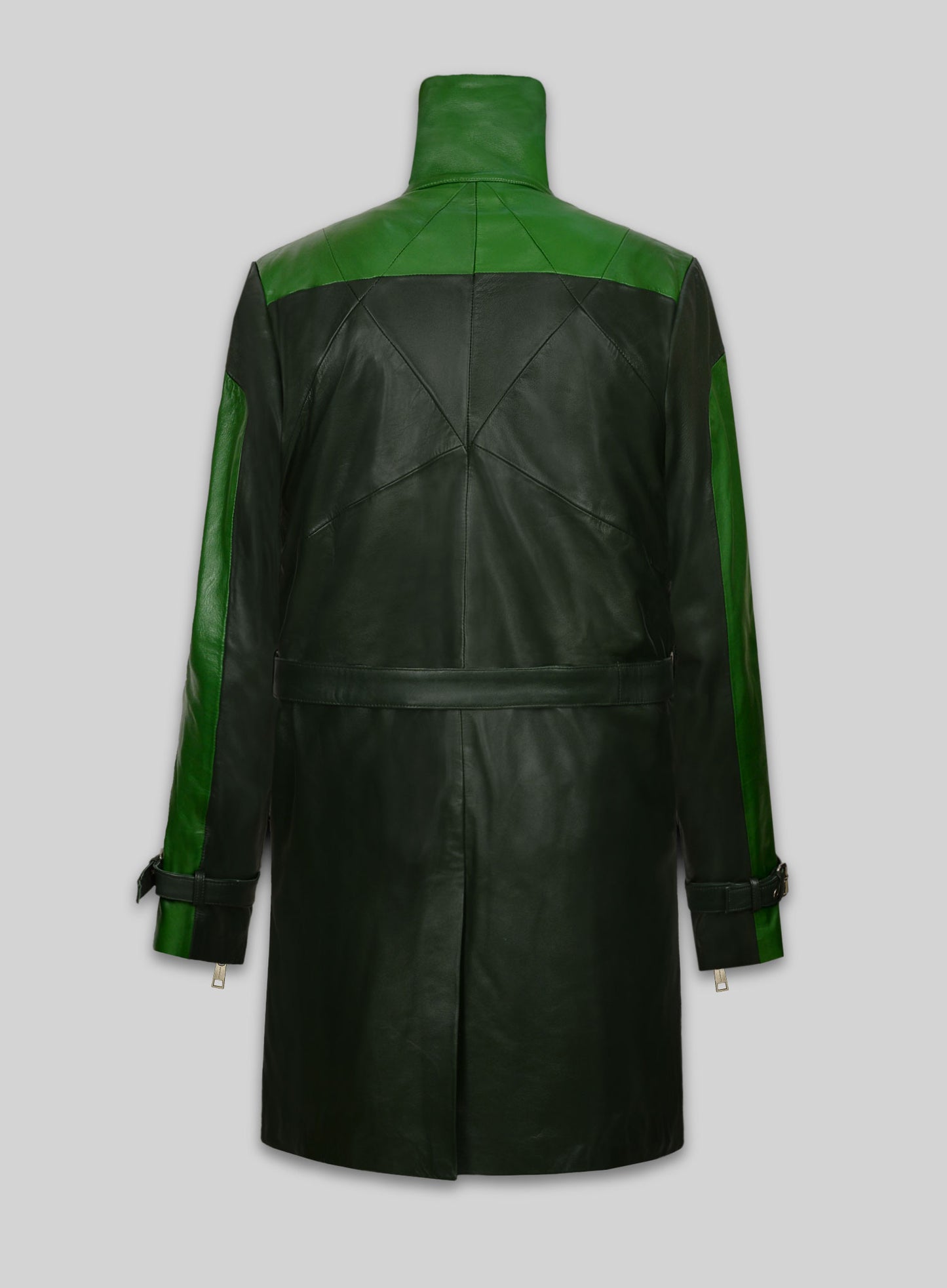 Vintage Green Aiden Pearce Watch Dog Leather Trench Coat