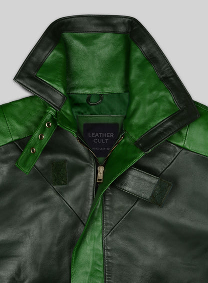 Vintage Green Aiden Pearce Watch Dog Leather Trench Coat