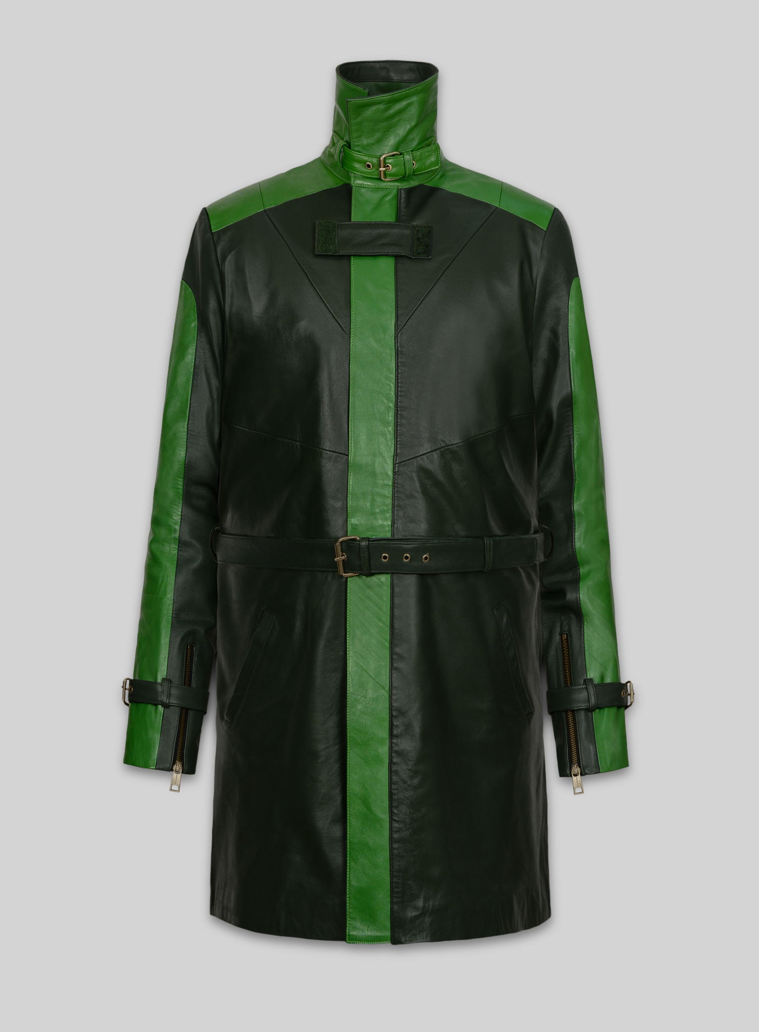 Vintage Green Aiden Pearce Watch Dog Leather Trench Coat – LeatherCult