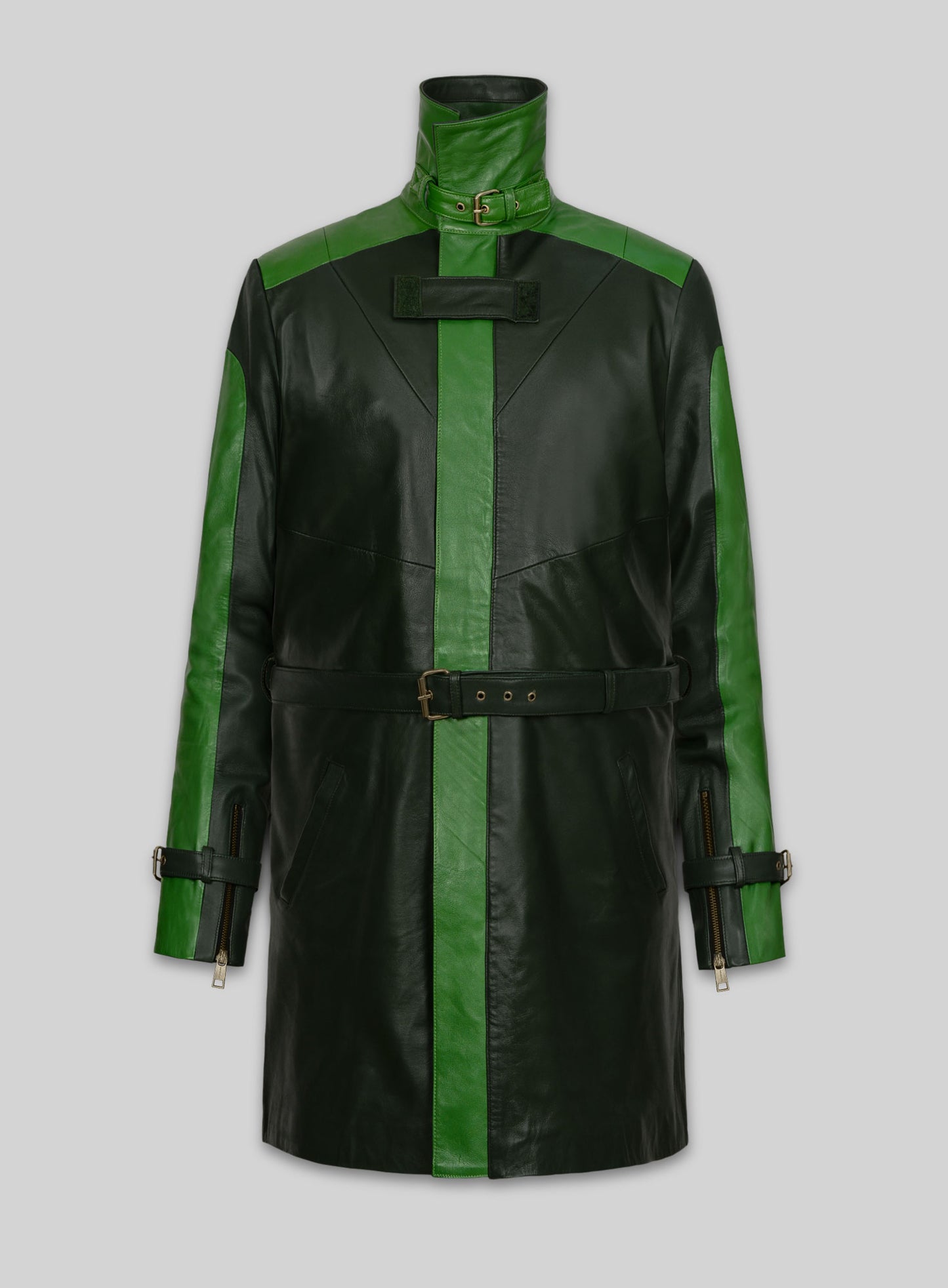Vintage Green Aiden Pearce Watch Dog Leather Trench Coat