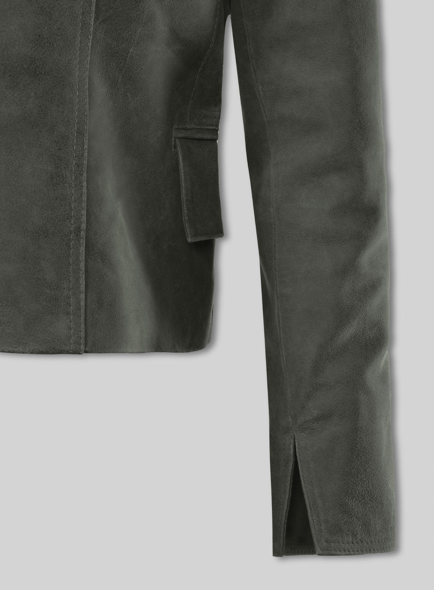 Vintage Italian Olive Carla Gugino Leather Blazer
