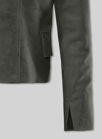 Vintage Italian Olive Carla Gugino Leather Blazer