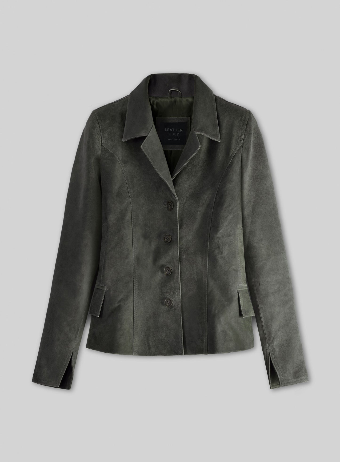 Vintage Italian Olive Carla Gugino Leather Blazer