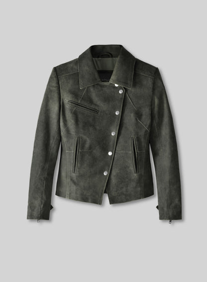 Vintage Italian Olive Leather Jacket #277