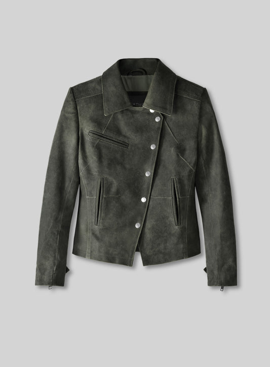 Vintage Italian Olive Leather Jacket #277