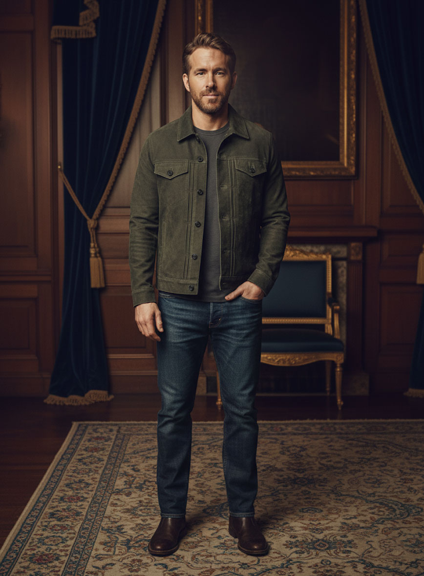 Vintage Italian Olive Ryan Reynolds Leather Jacket #3
