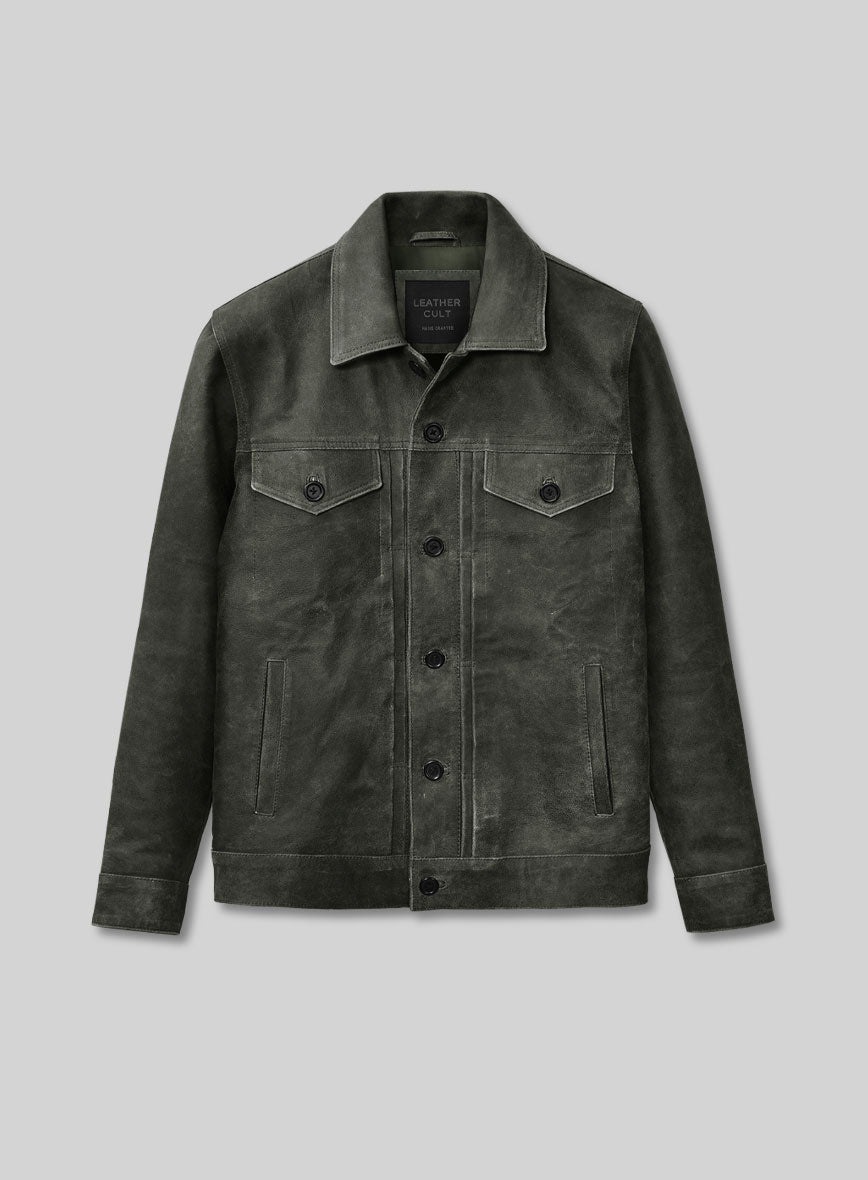 Vintage Italian Olive Ryan Reynolds Leather Jacket #3