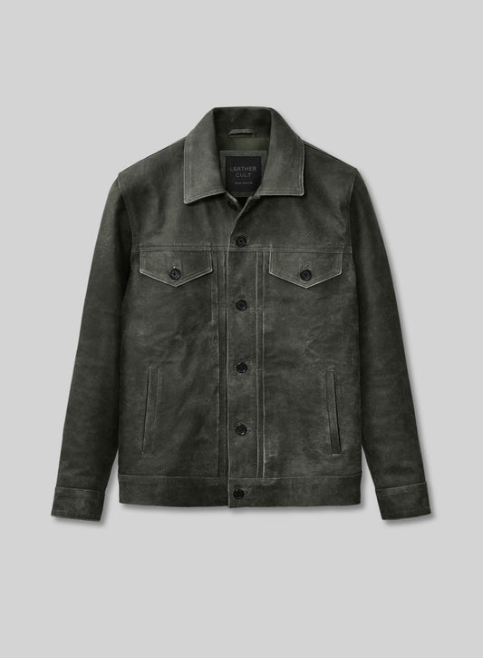 Vintage Italian Olive Ryan Reynolds Leather Jacket #3