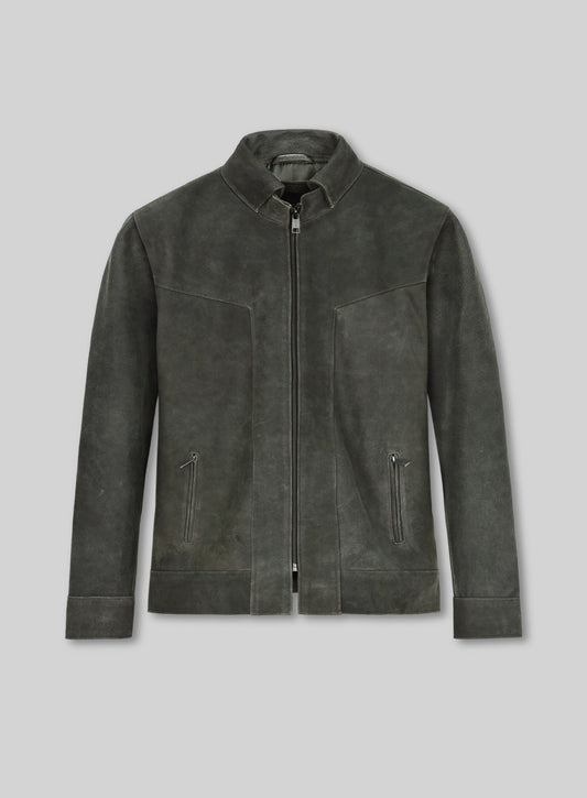 Vintage Italian Olive Taylor Lautner Leather Jacket