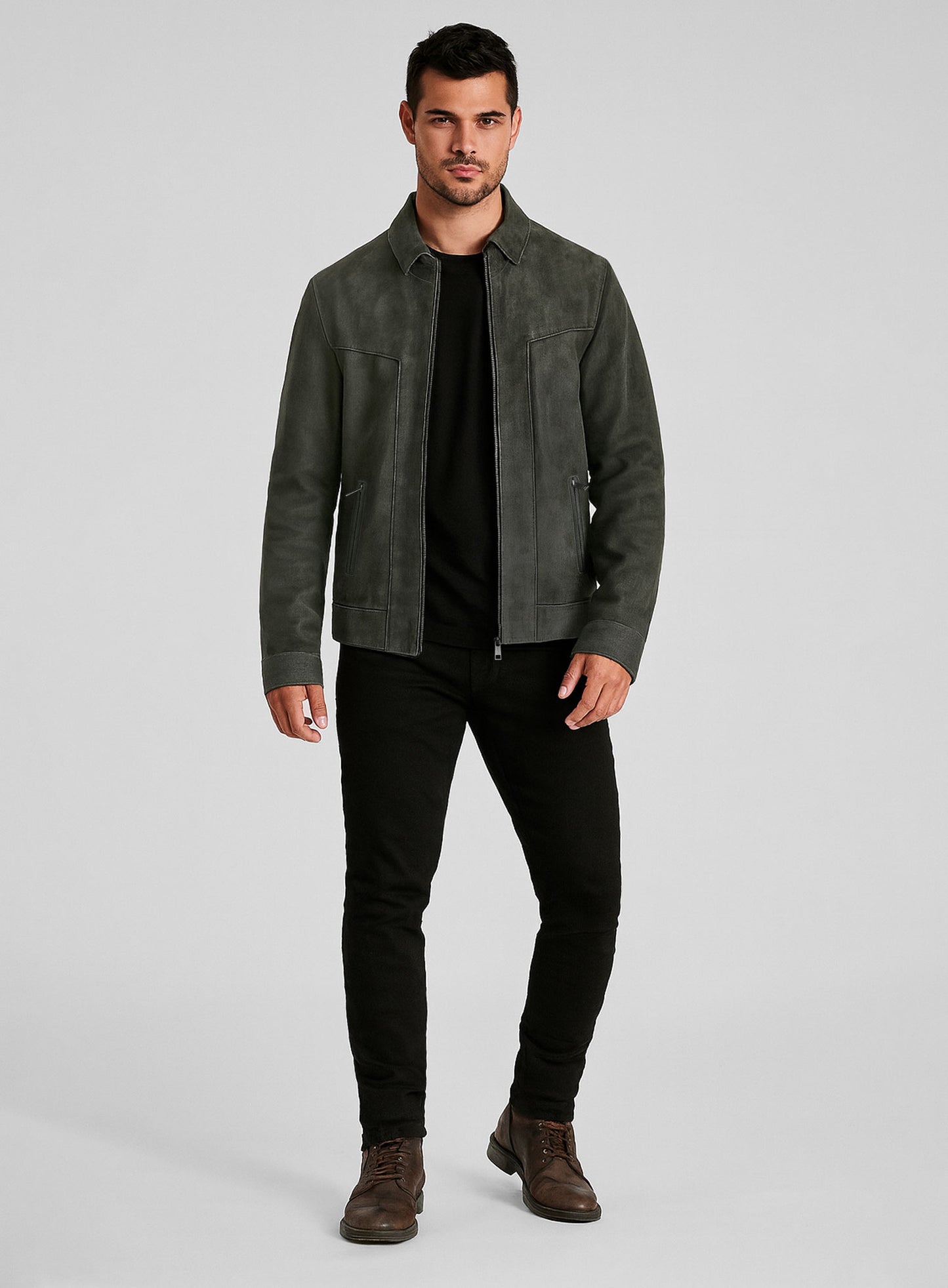 Vintage Italian Olive Taylor Lautner Leather Jacket