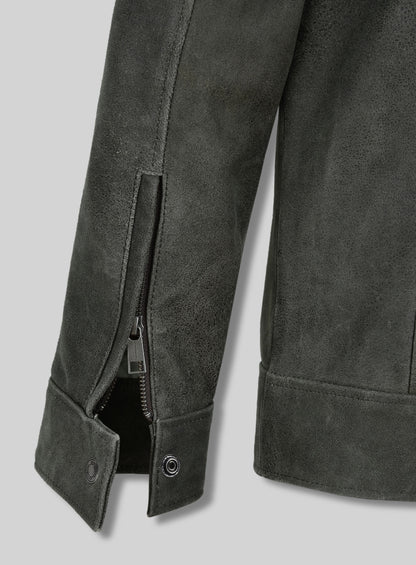 Vintage Italian Olive Taylor Lautner Leather Jacket