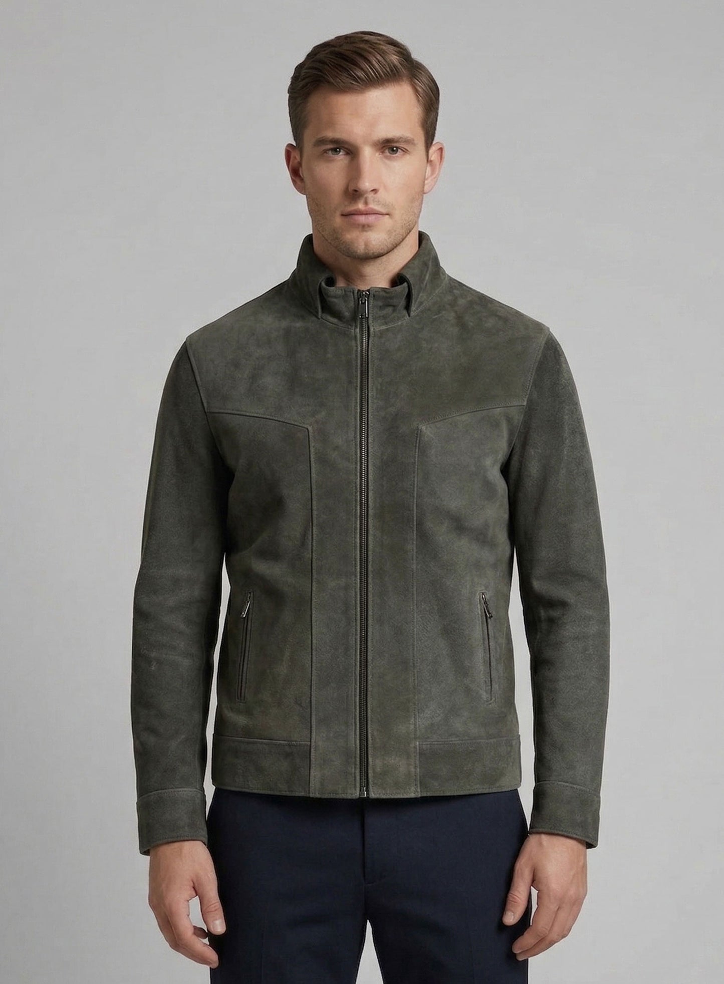 Vintage Italian Olive Taylor Lautner Leather Jacket