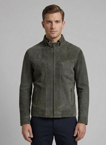 Vintage Italian Olive Taylor Lautner Leather Jacket