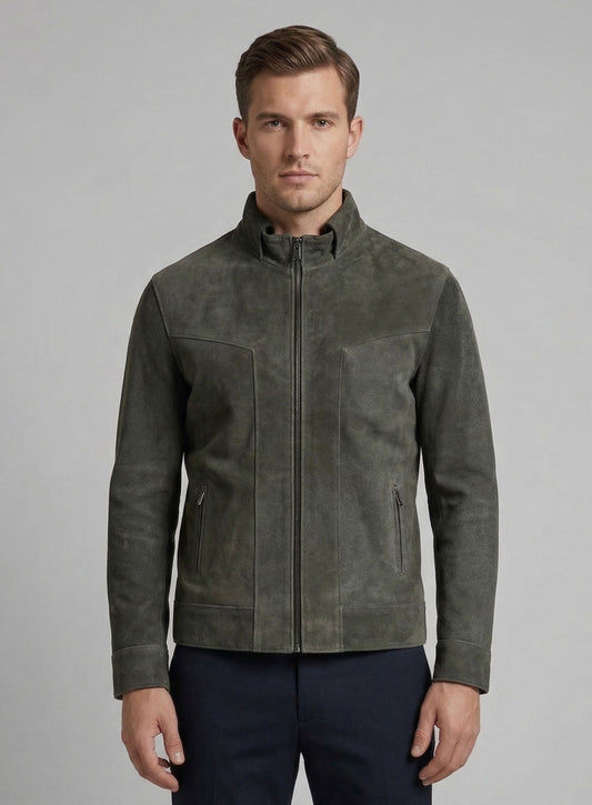 Vintage Italian Olive Taylor Lautner Leather Jacket