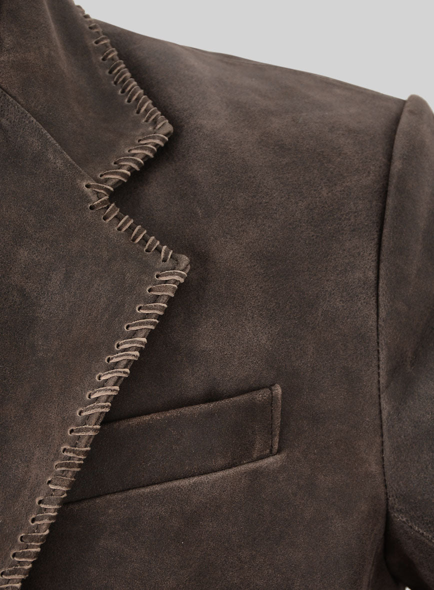 Vintage Brown Grain Medieval Leather Blazer