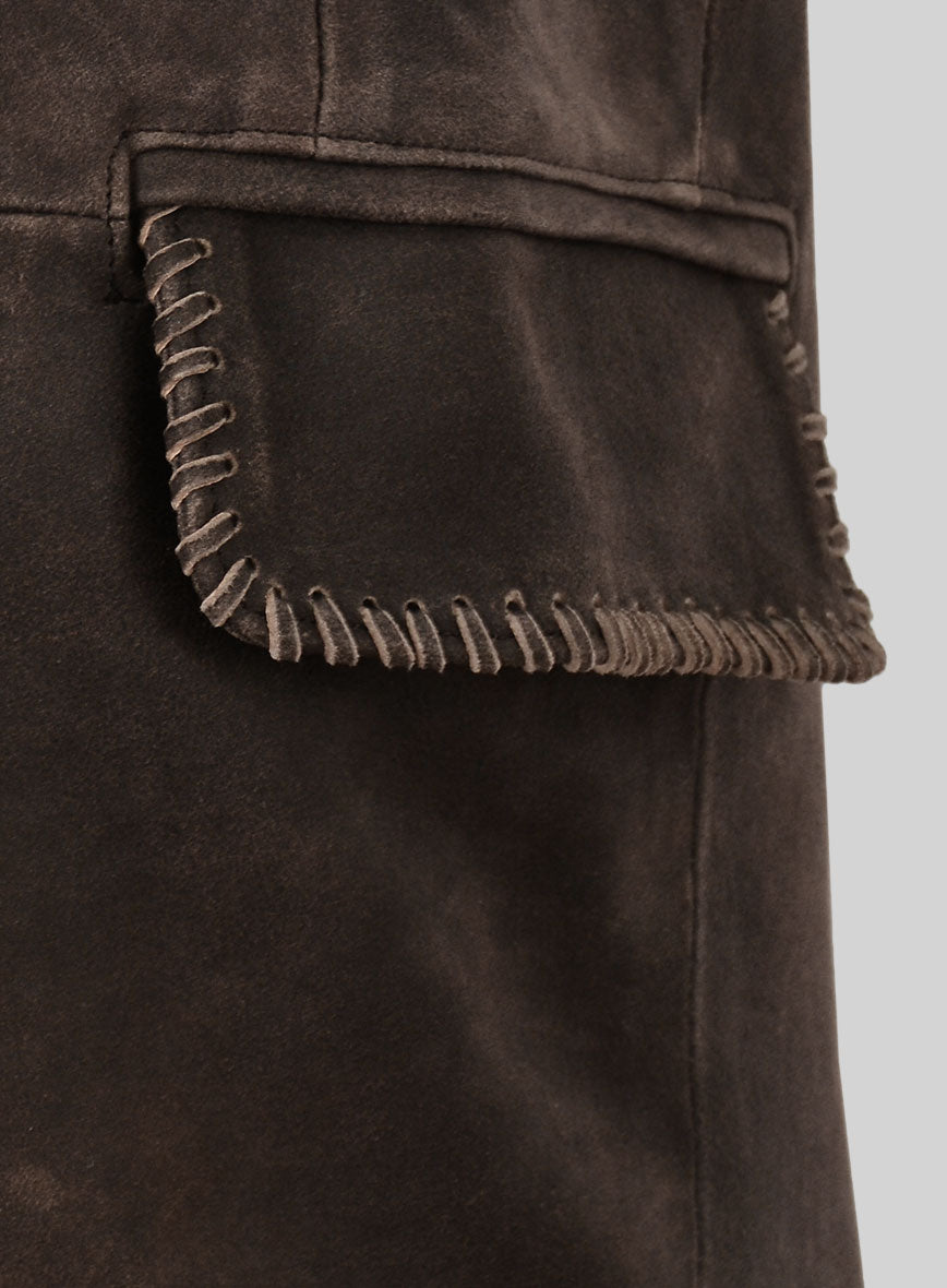 Vintage Brown Grain Medieval Leather Blazer