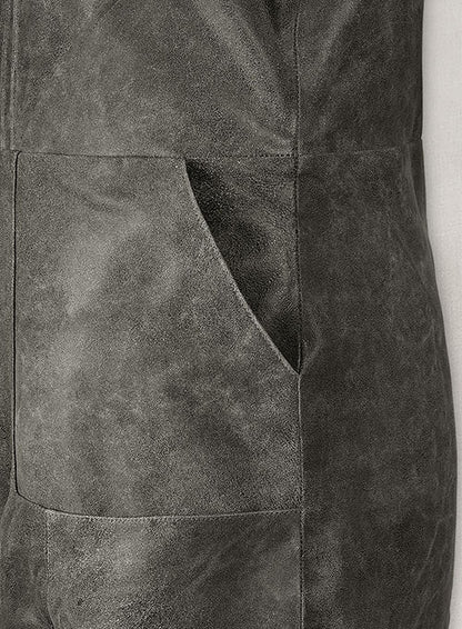 Vintage Dirty Gray Neve Campbell Leather Dress - LeatherCult