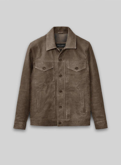 Vintage Gravel Brown Ryan Reynolds Leather Jacket #3