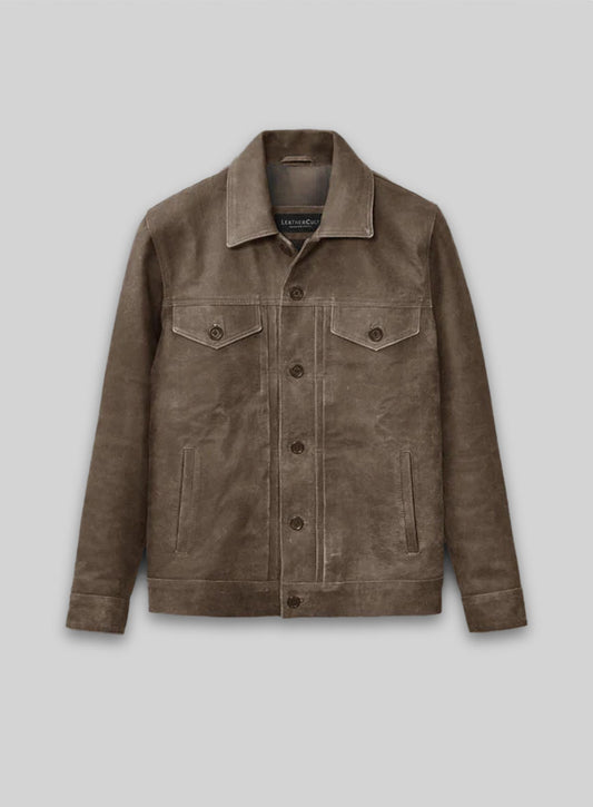 Vintage Gravel Brown Ryan Reynolds Leather Jacket #3