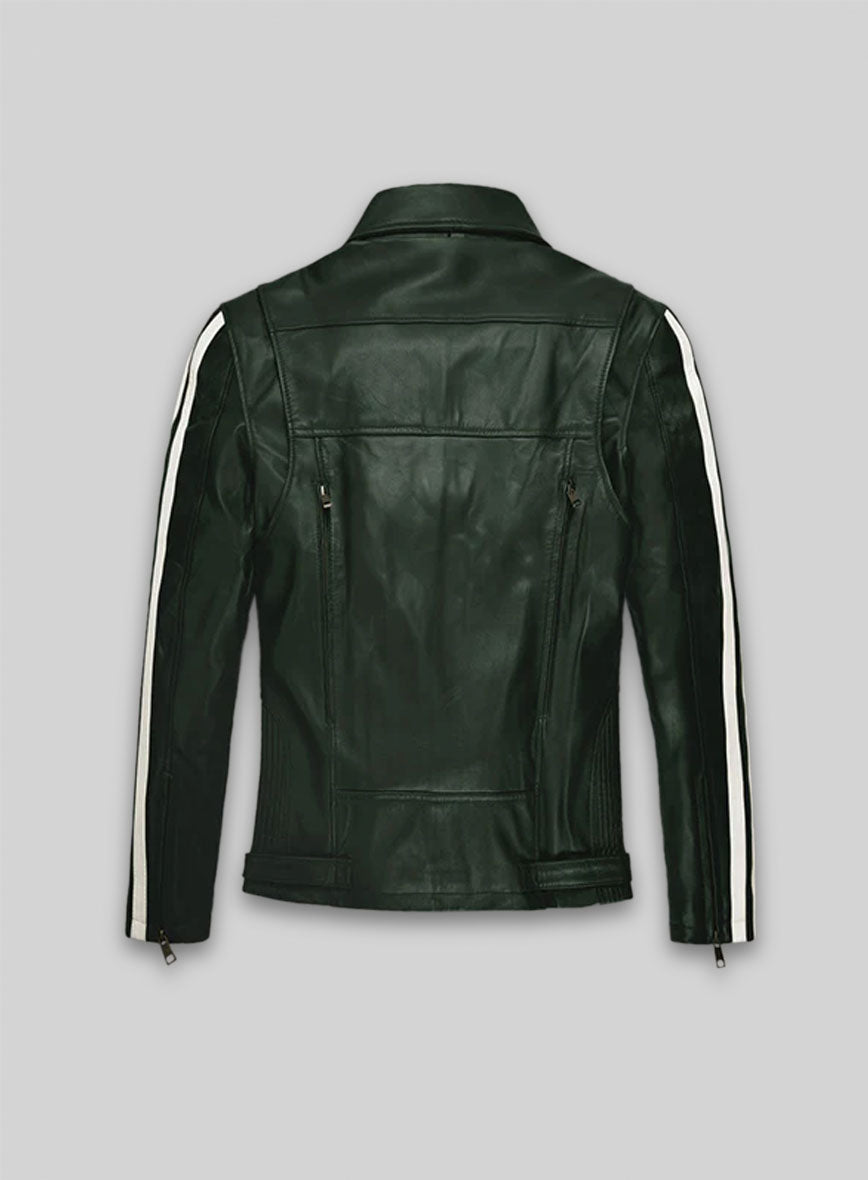 Vintage Green Robert Pattinson Leather Jacket #2
