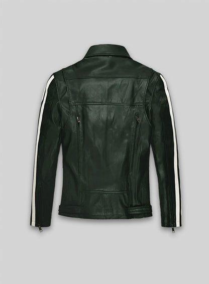 Vintage Green Robert Pattinson Leather Jacket #2