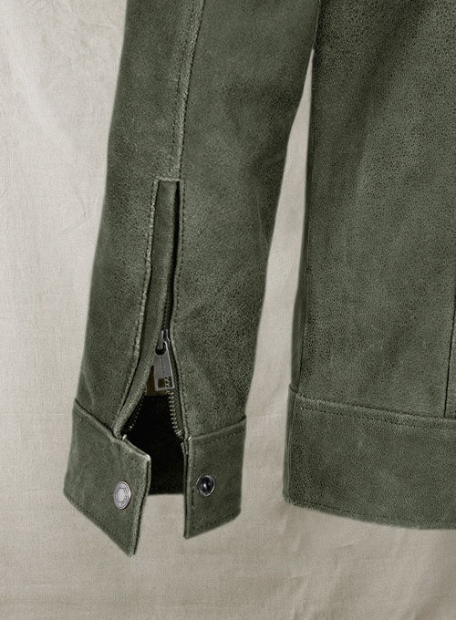Vintage Italian Olive Taylor Lautner Leather Jacket - LeatherCult