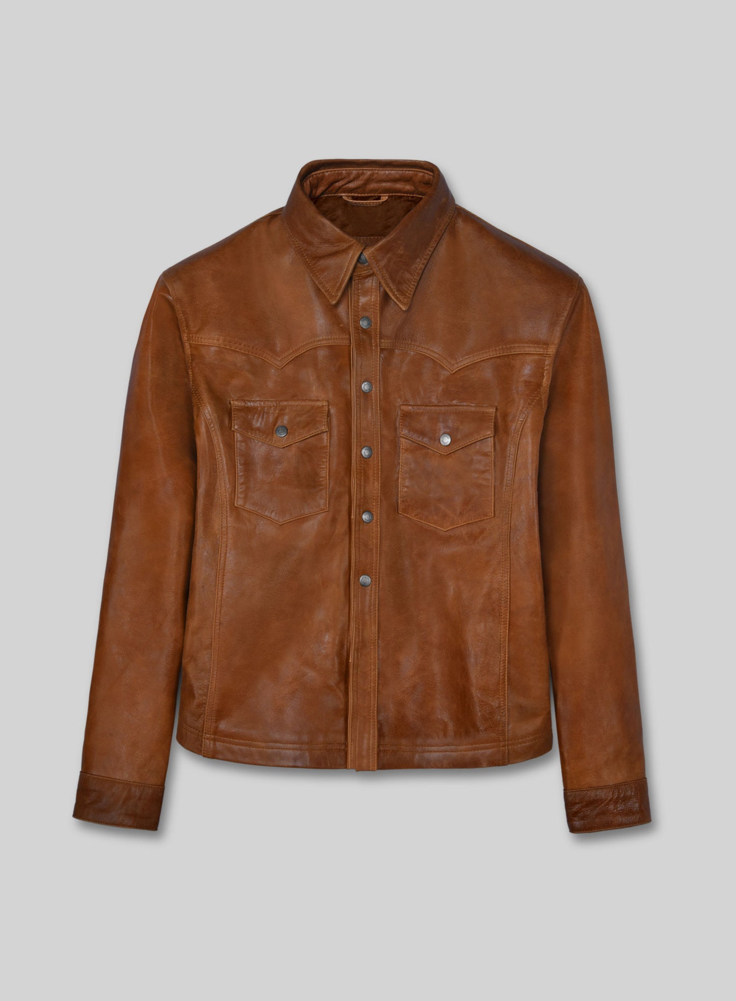 V Tab Leather Shirt Jacket