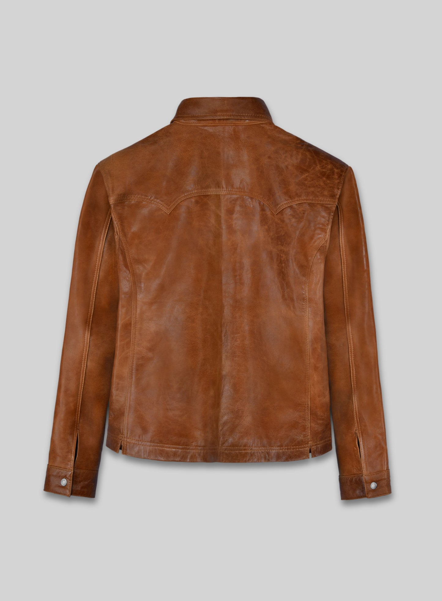 V Tab Leather Shirt Jacket
