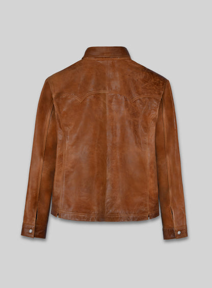 V Tab Leather Shirt Jacket