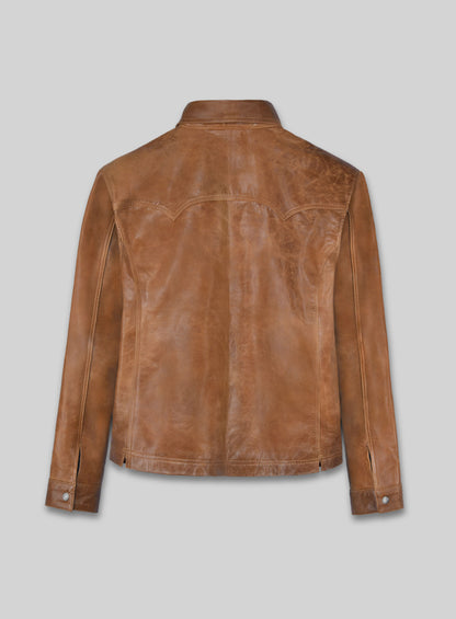 V Tab Leather Shirt Jacket
