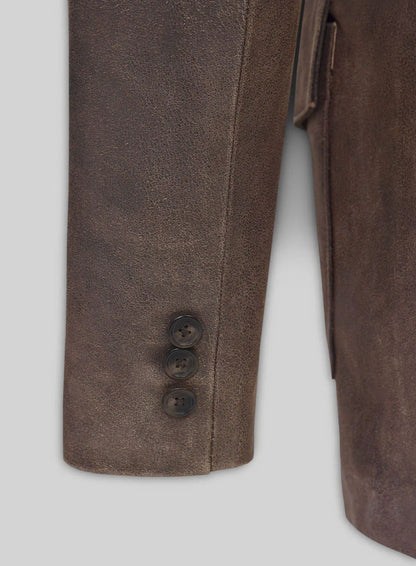 Vintage Brown Grain Western Leather Blazer