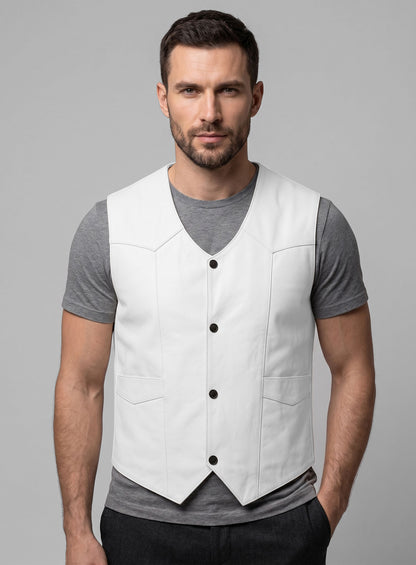 White Leather Vest # 306