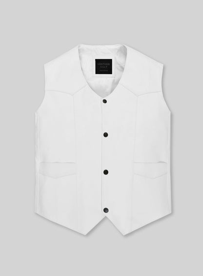 White Leather Vest # 306