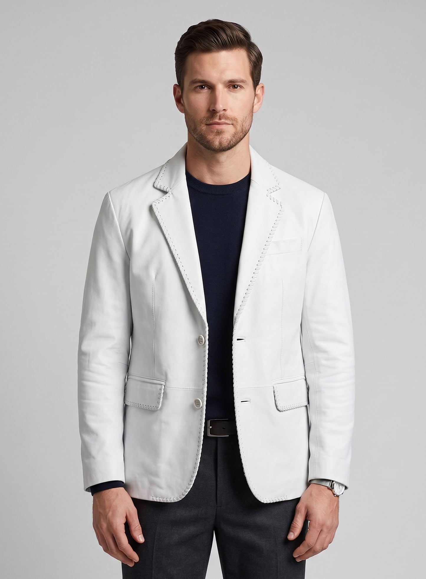 White Medieval Leather Blazer