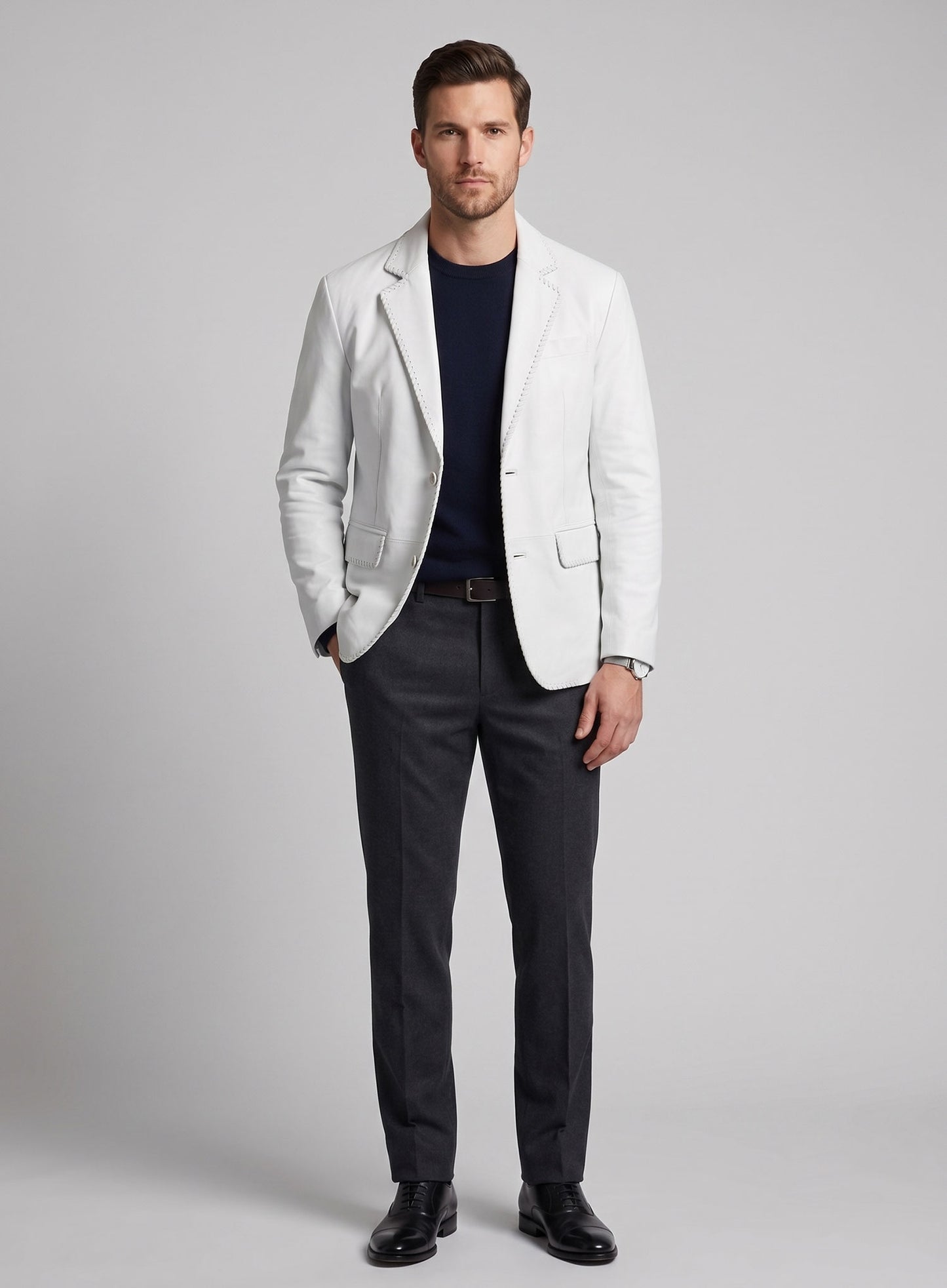 White Medieval Leather Blazer