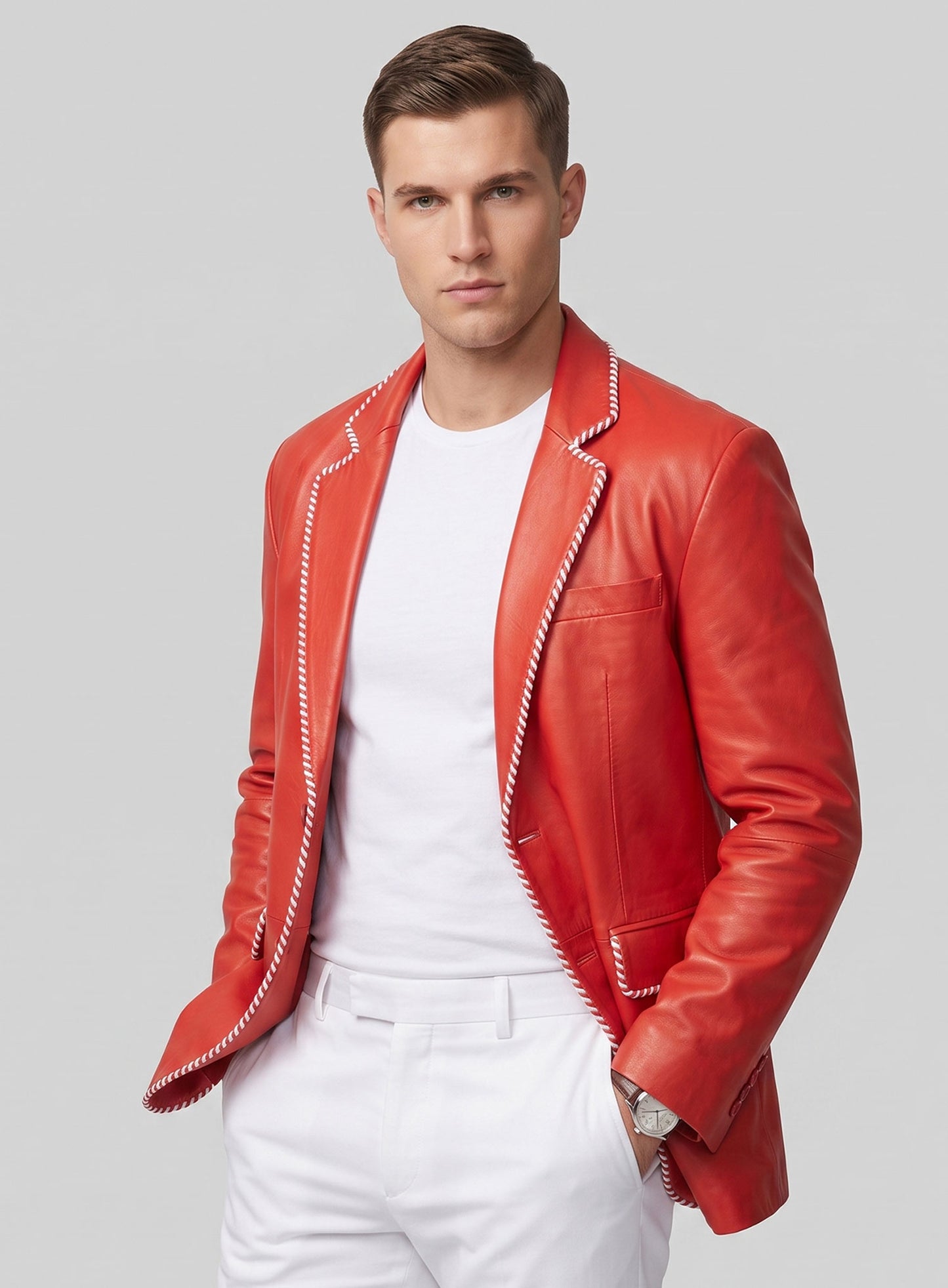 White Striped Red Medieval Blazer