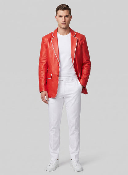 White Striped Red Medieval Blazer