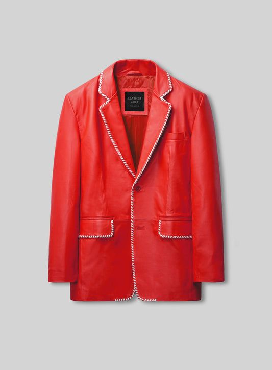 White Striped Red Medieval Blazer