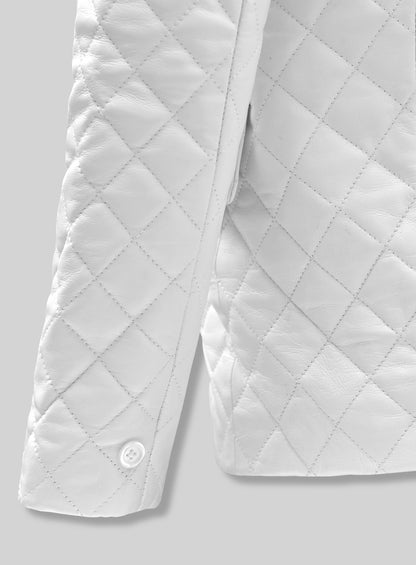 White Bocelli Tuxedo Quilted Leather Blazer