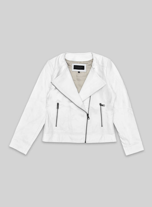 White Leather Jacket # 237 - 34