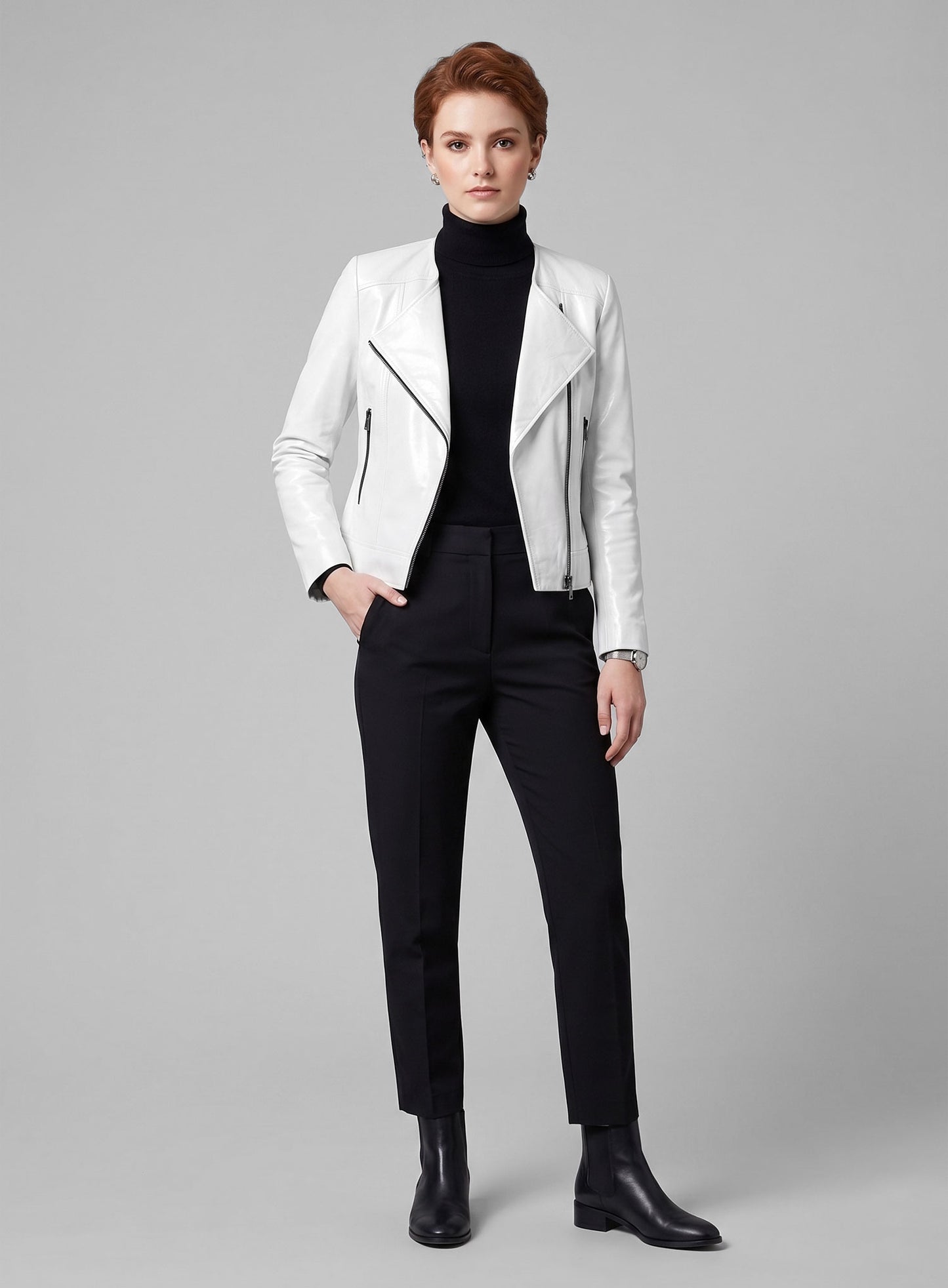 White Leather Jacket # 237
