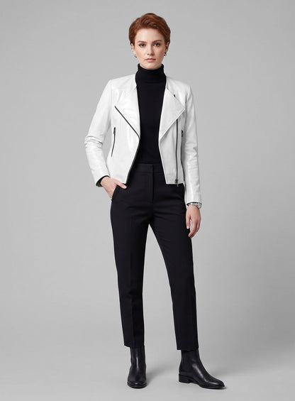 White Leather Jacket # 237