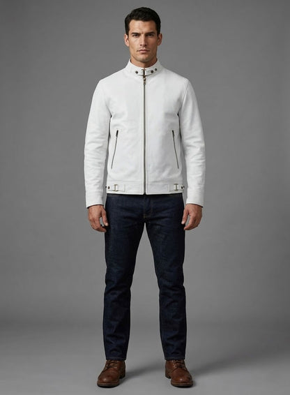 White Leather Jacket #905