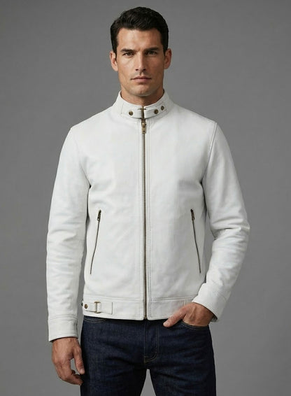 White Leather Jacket #905