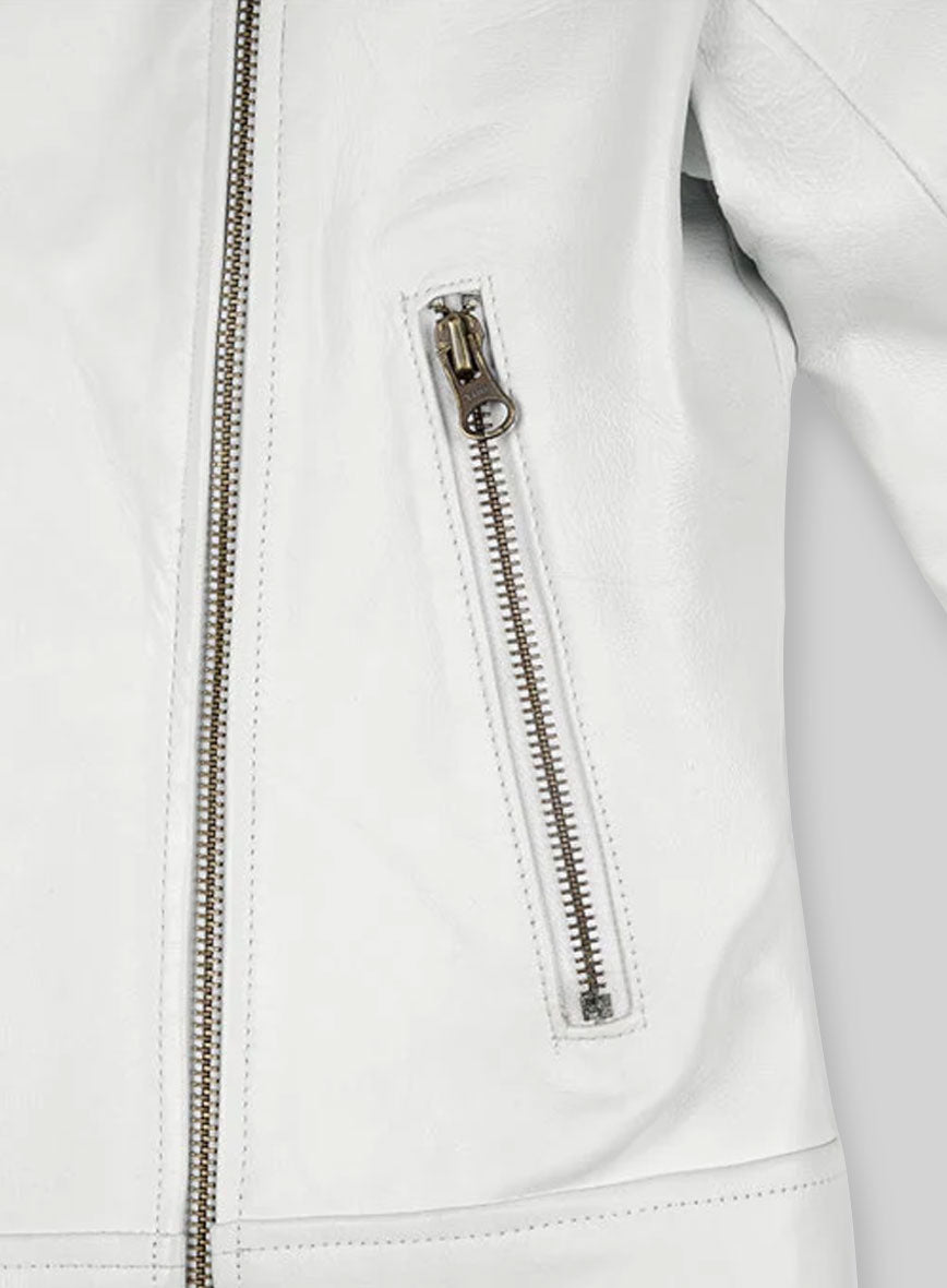 White Leather Jacket # 237